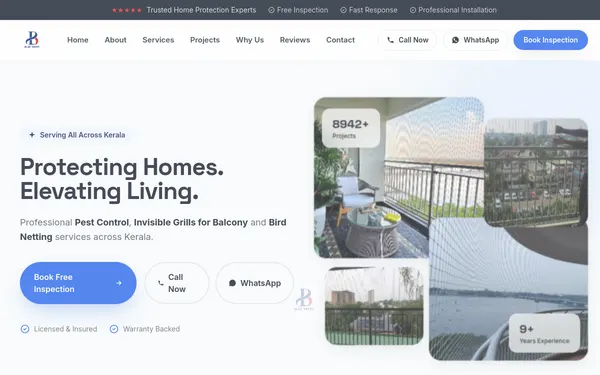 Homepage preview of the Blue Yacht Home Protect website