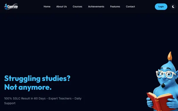 Homepage preview of the Genie Edu World website